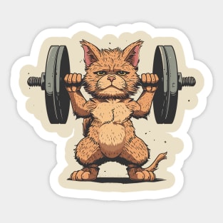 cat lifting weight Sticker